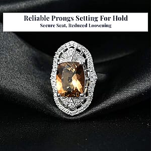 D'Joy Marialite, White Zircon Art Deco Ring in Rhodium Over Sterling Silver 5.65 ctw (Size 6.0)