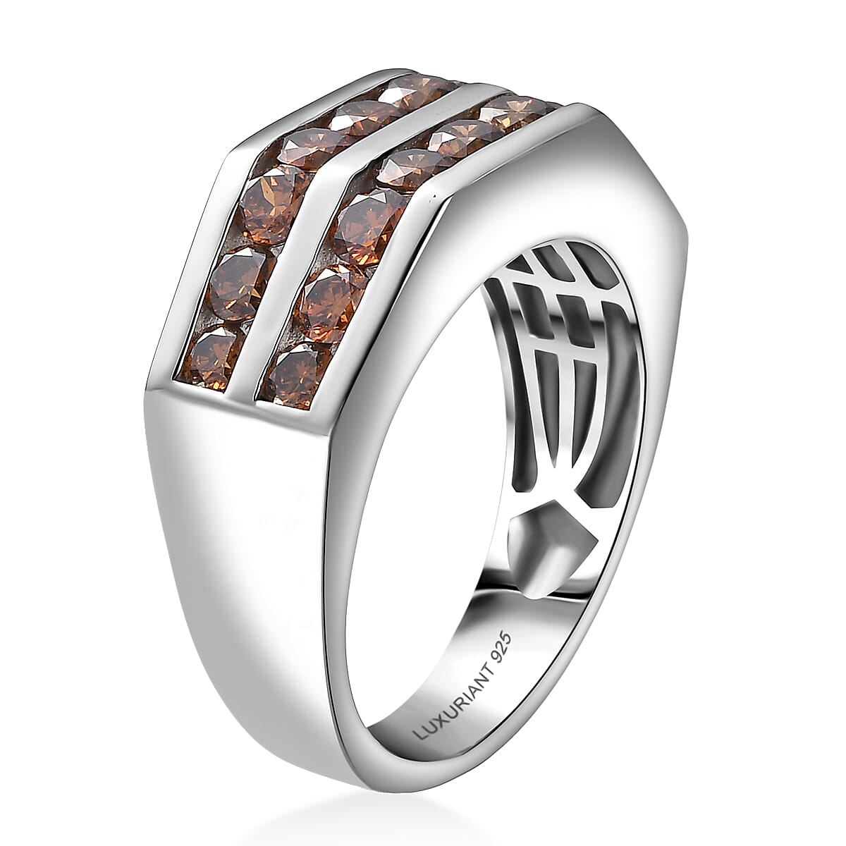 Luxuriant Lab Grown Red Diamond (IR) (SI) Ring in Rhodium Over Sterling Silver (Size 10.0) 2.10 ctw image number 3