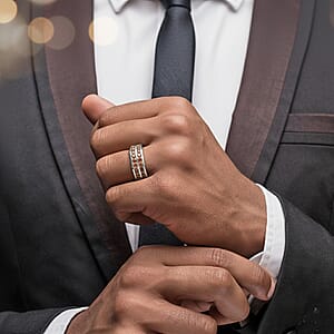 Luxuriant Lab Grown Red Diamond (IR) SI 2.10 ctw Scarlet Edge Band Men's Ring in Rhodium Over Sterling Silver (Size 11.0)