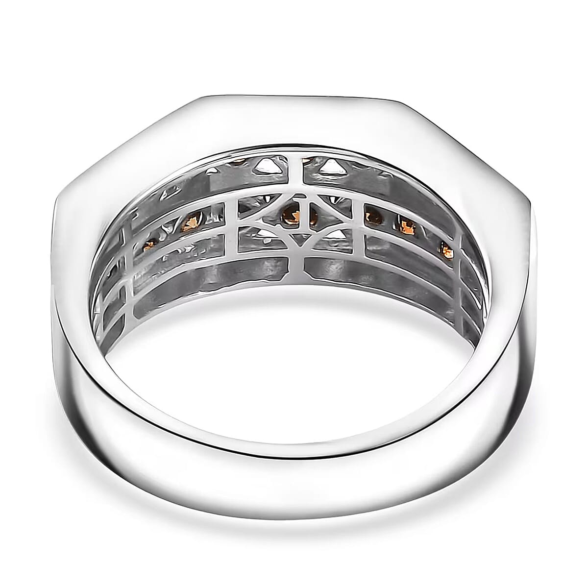 Luxuriant Lab Grown Red Diamond (SI)  Band Men's Ring in Rhodium Over Sterling Silver 2.10 ctw (Size 13.0) image number 7