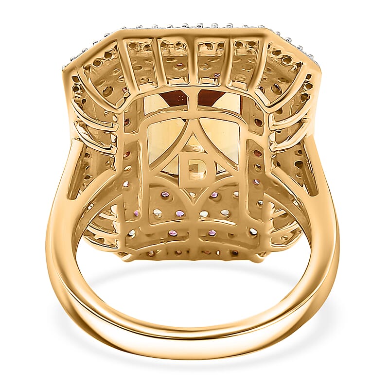 D'Joy Marialite, Multi Gemstone Art Deco Ring in 18K Vermeil YG Over Sterling Silver 6.20 ctw (Size 7.0)