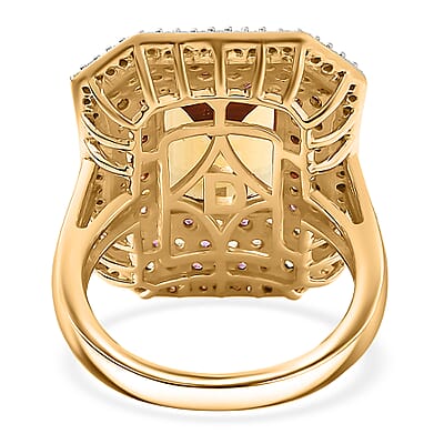 D'Joy Marialite, Multi Gemstone Art Deco Ring in 18K Vermeil YG Over Sterling Silver 6.20 ctw (Size 9.0)