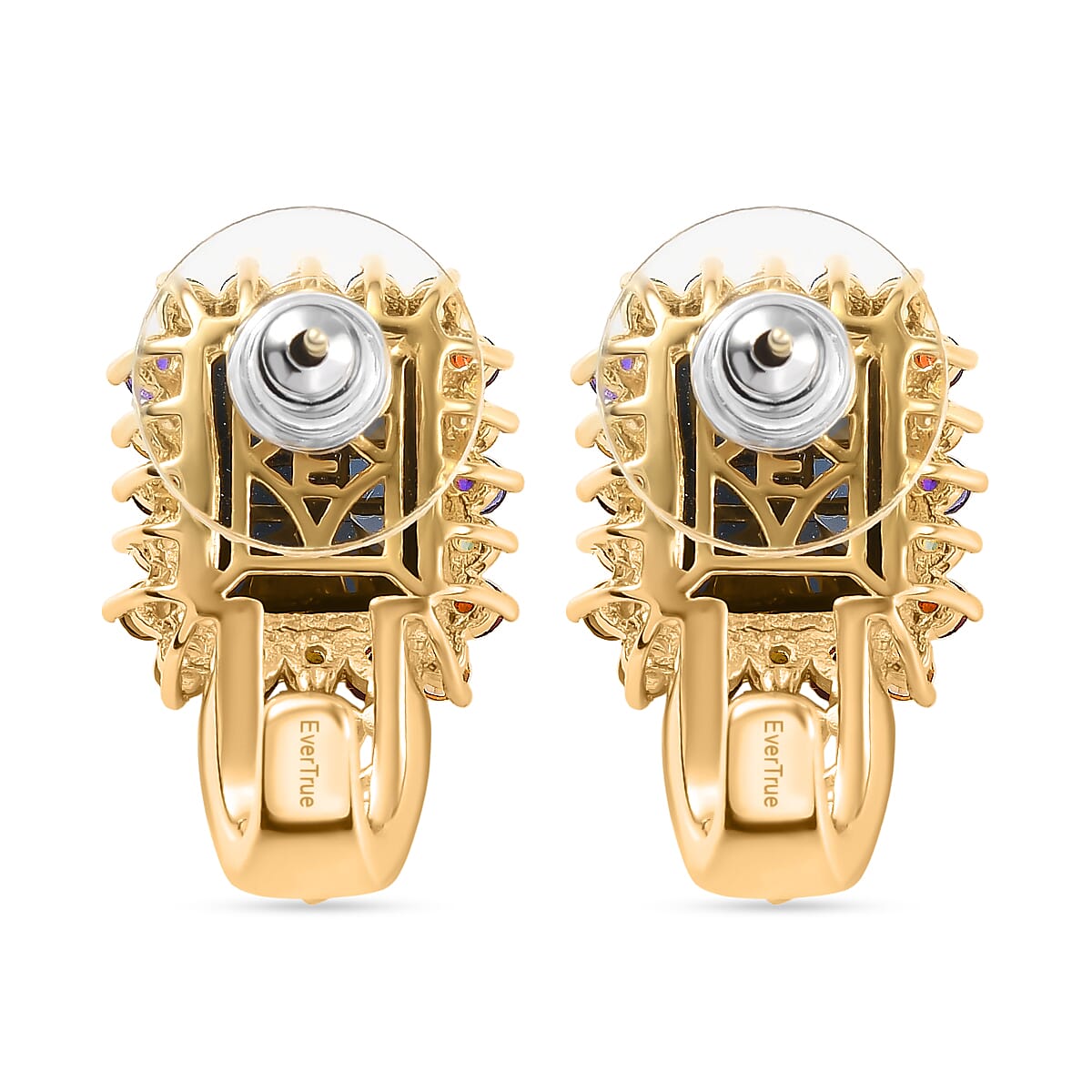 EverTrue Thai Black Spinel and Multi Gemstone 12.80 ctw Night Bloom Earrings in 18K YG Plated image number 5