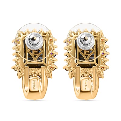 EverTrue Thai Black Spinel and Multi Gemstone 12.80 ctw Night Bloom Earrings in 18K YG Plated