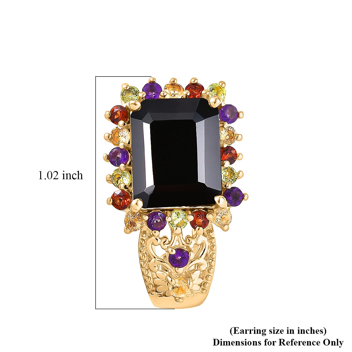 EverTrue Thai Black Spinel and Multi Gemstone 12.80 ctw Night Bloom Earrings in 18K YG Plated image number 6