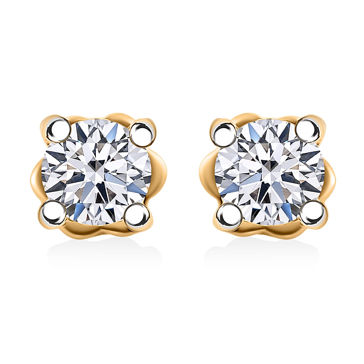 Luxuriant Lab Grown Diamond G-H SI 0.50 ctw Earrings in 18K Vermeil Yellow Gold Over Sterling Silver image number 0