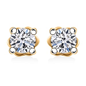 Luxuriant Lab Grown Diamond G-H SI 0.50 ctw Earrings in 18K Vermeil Yellow Gold Over Sterling Silver