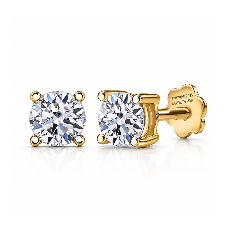 Luxuriant Lab Grown Diamond G-H SI 0.50 ctw Earrings in 18K Vermeil Yellow Gold Over Sterling Silver