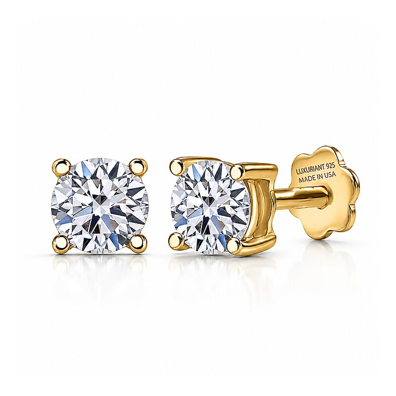Luxuriant Lab Grown Diamond G-H SI 0.50 ctw Earrings in 18K Vermeil Yellow Gold Over Sterling Silver
