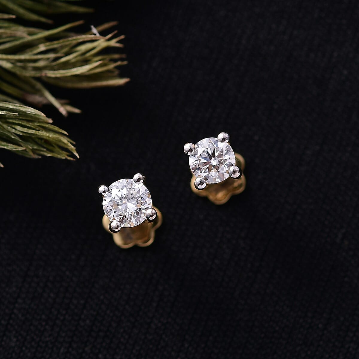 Luxuriant Lab Grown Diamond G-H SI 0.50 ctw Earrings in 18K Vermeil Yellow Gold Over Sterling Silver image number 1