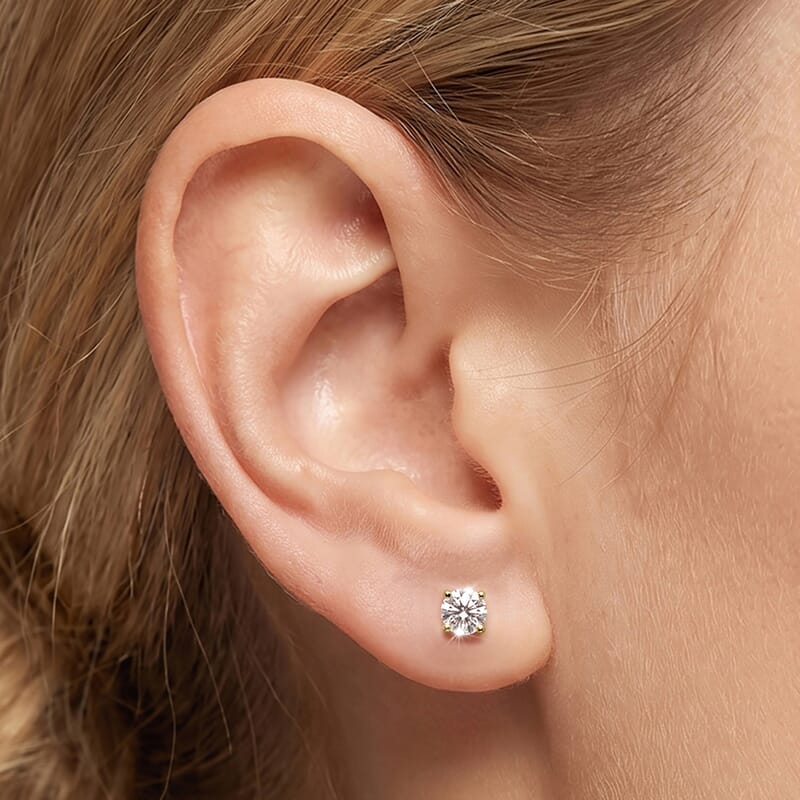 Luxuriant Lab Grown Diamond G-H SI 0.50 ctw Earrings in 18K Vermeil Yellow Gold Over Sterling Silver