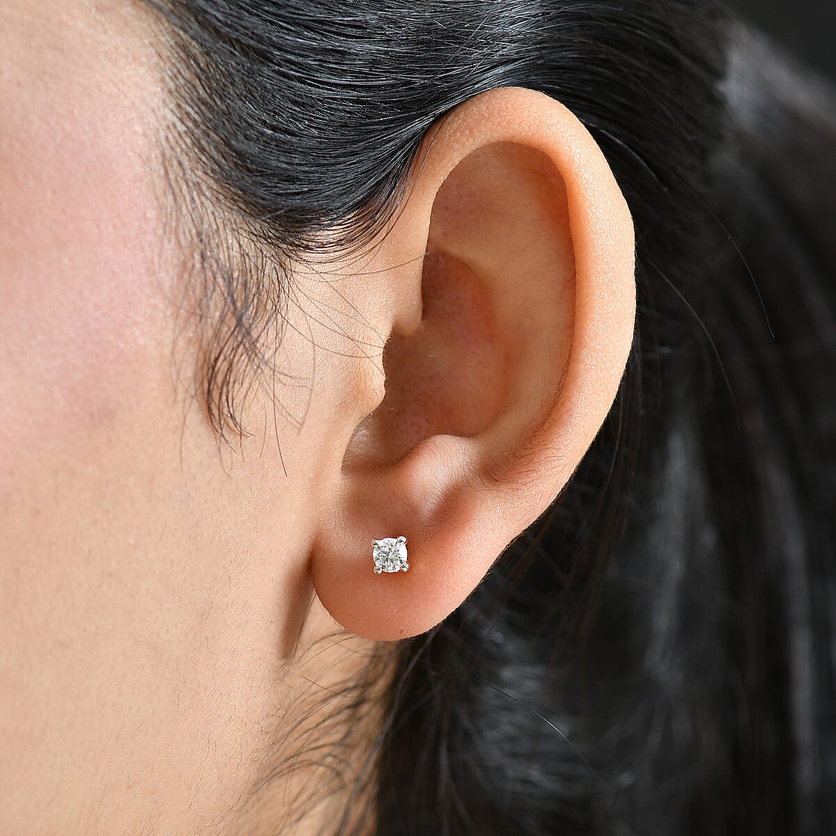 Luxuriant Lab Grown Diamond G-H SI 0.50 ctw Earrings in 18K Vermeil Yellow Gold Over Sterling Silver image number 2