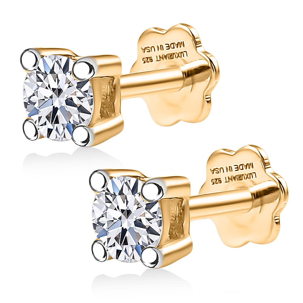 Luxuriant Lab Grown Diamond G-H SI 0.50 ctw Earrings in 18K Vermeil Yellow Gold Over Sterling Silver image number 3