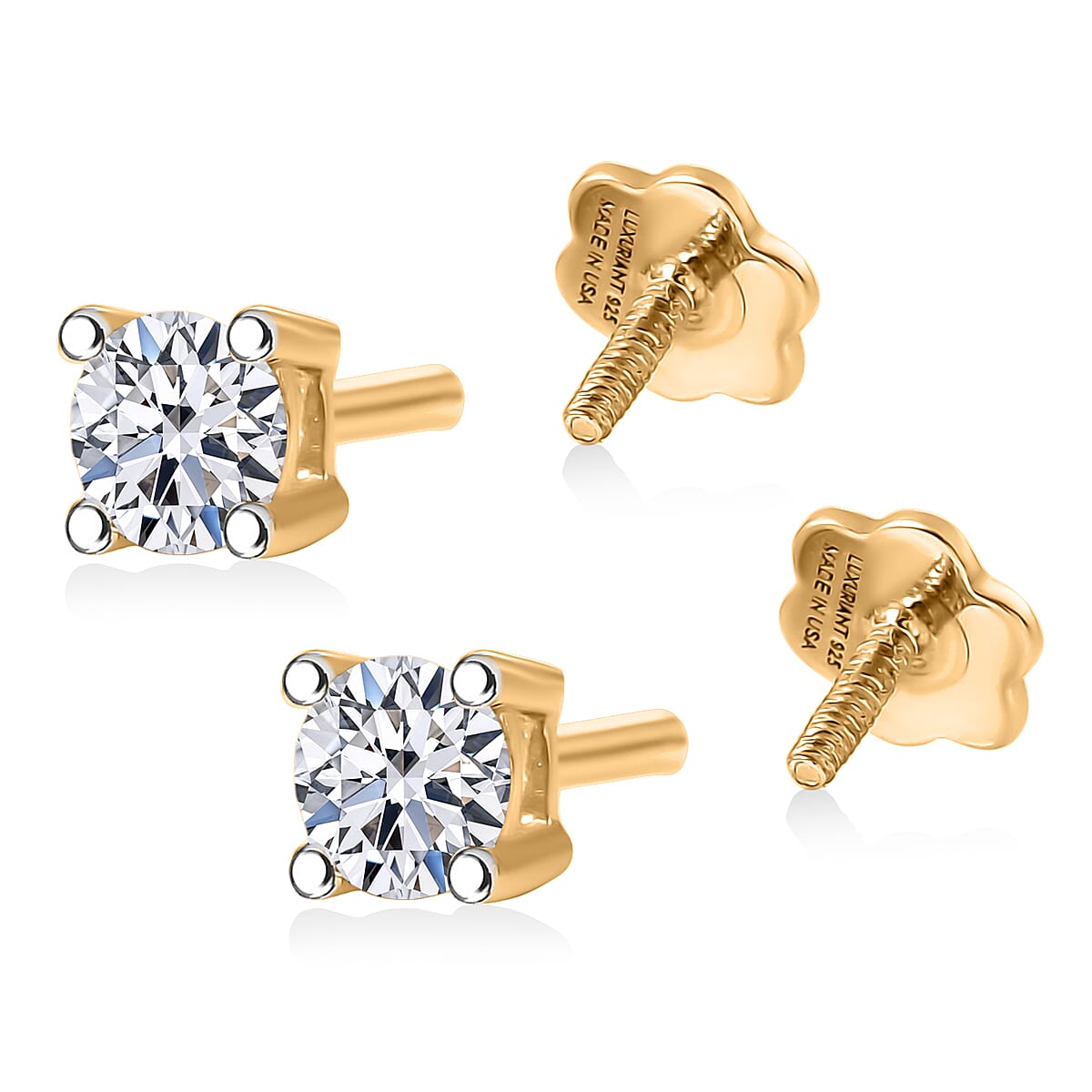 Luxuriant Lab Grown Diamond G-H SI 0.50 ctw Earrings in 18K Vermeil Yellow Gold Over Sterling Silver image number 5