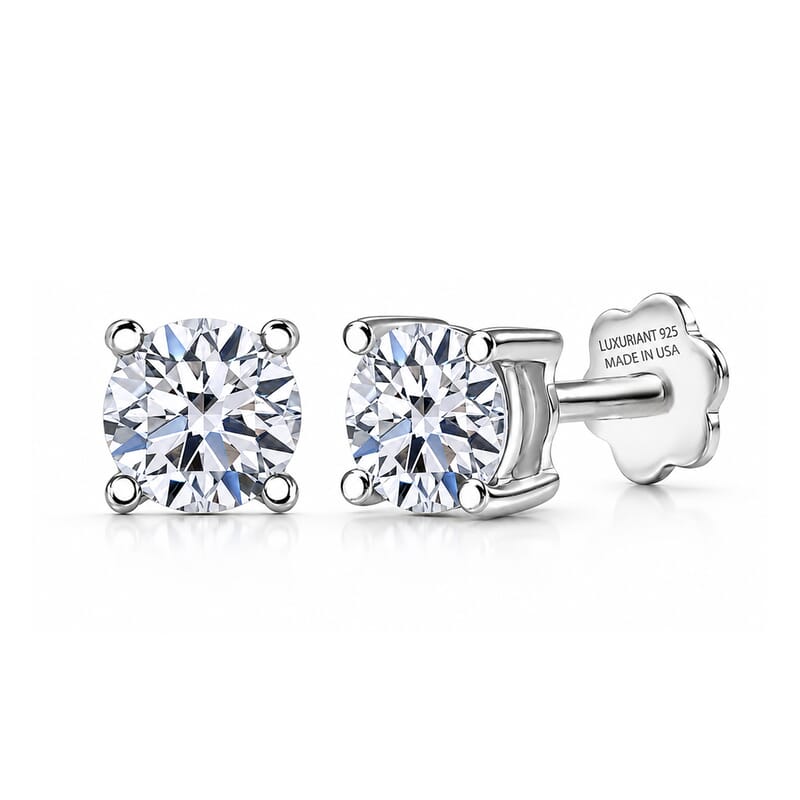 Luxuriant Lab Grown Diamond G-H SI 0.50 ctw Earrings in Rhodium Over Sterling Silver
