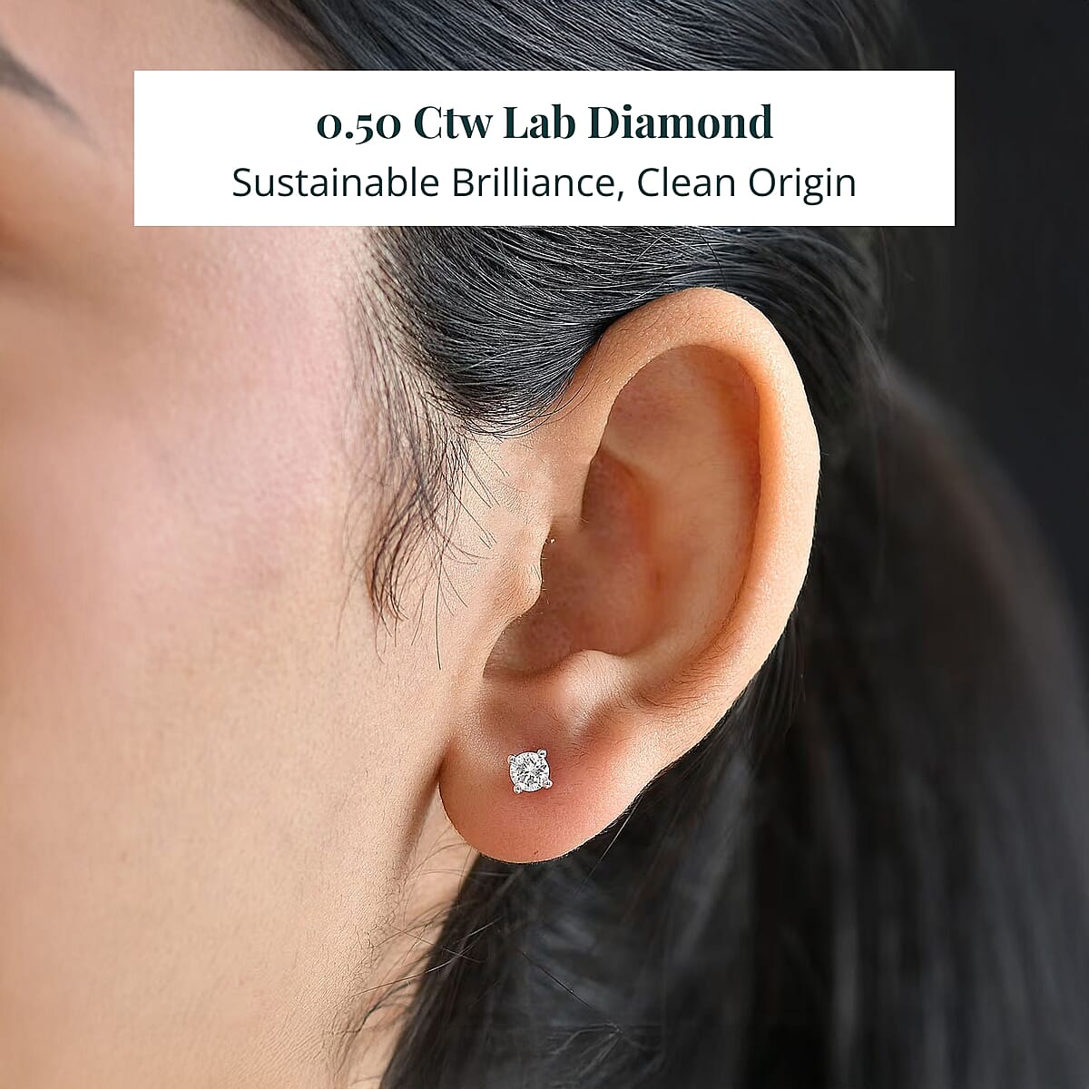 Luxuriant Lab Grown Diamond Earrings in Rhodium Over Sterling Silver 0.50 ctw image number 1