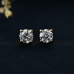 Luxuriant Lab Grown Diamond Stud Earrings in 18K Vermeil YG Over Sterling Silver 1.10 ctw