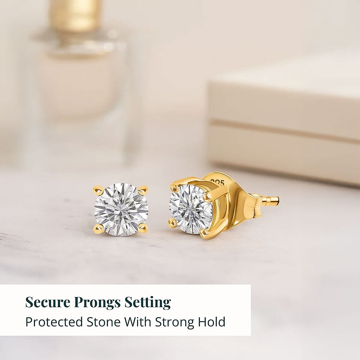 Luxuriant Lab Grown Diamond G-H SI 1.10 ctw Earrings in 18K Vermeil Yellow Gold Over Sterling Silver image number 5