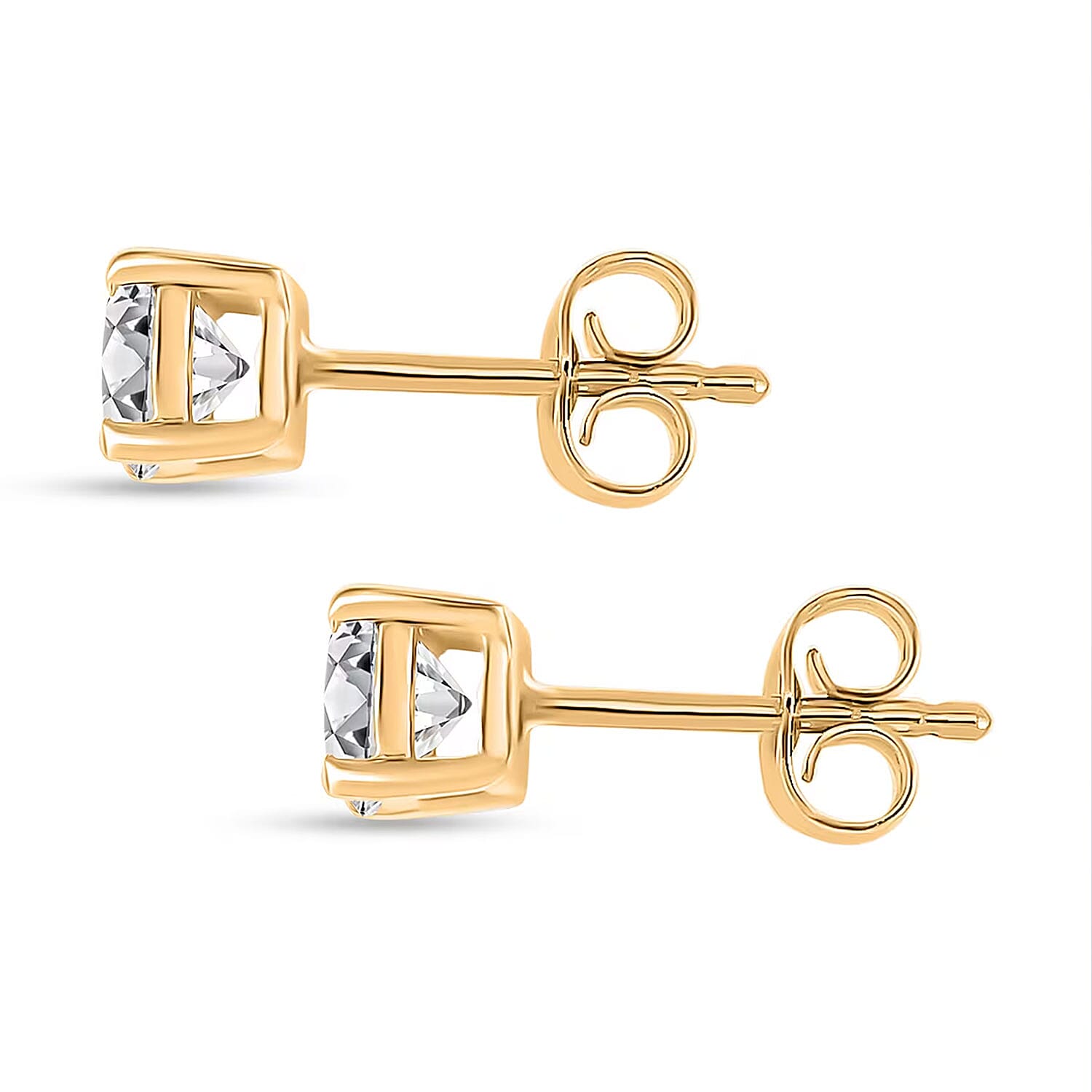 Luxuriant Lab Grown Diamond Stud Earrings in 18K Vermeil YG Over Sterling Silver 1.10 ctw