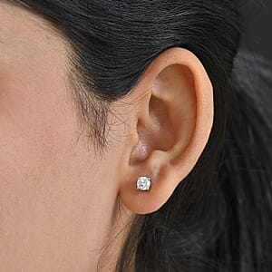 Luxuriant Lab Grown Diamond Stud Earrings in Rhodium Over Sterling Silver 1.10 ctw