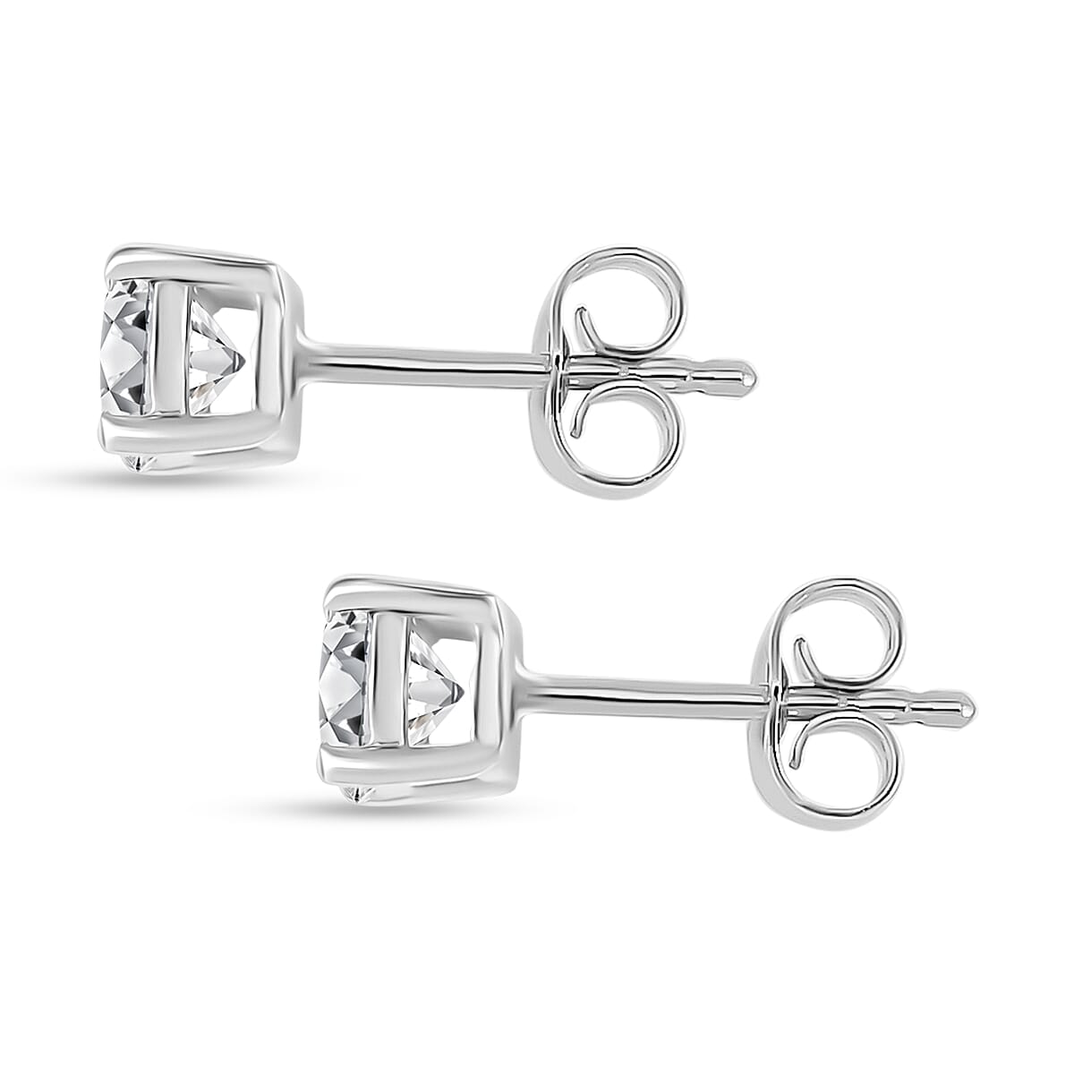 Luxuriant Lab Grown Diamond G-H SI 1.10 ctw Solitaire Stud Earrings in Rhodium Over Sterling Silver image number 3
