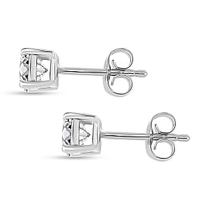 Luxuriant Lab Grown Diamond Stud Earrings in Rhodium Over Sterling Silver 1.10 ctw