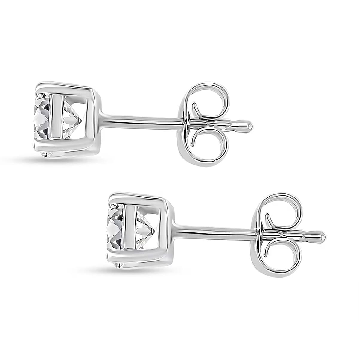 Luxuriant Lab Grown Diamond G-H SI 1.10 ctw Solitaire Stud Earrings in Rhodium Over Sterling Silver image number 8