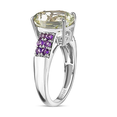 EverTrue Montezuma Prasiolite, African Amethyst Ring in Platinum Bond 5.15 ctw (Size 10.0)