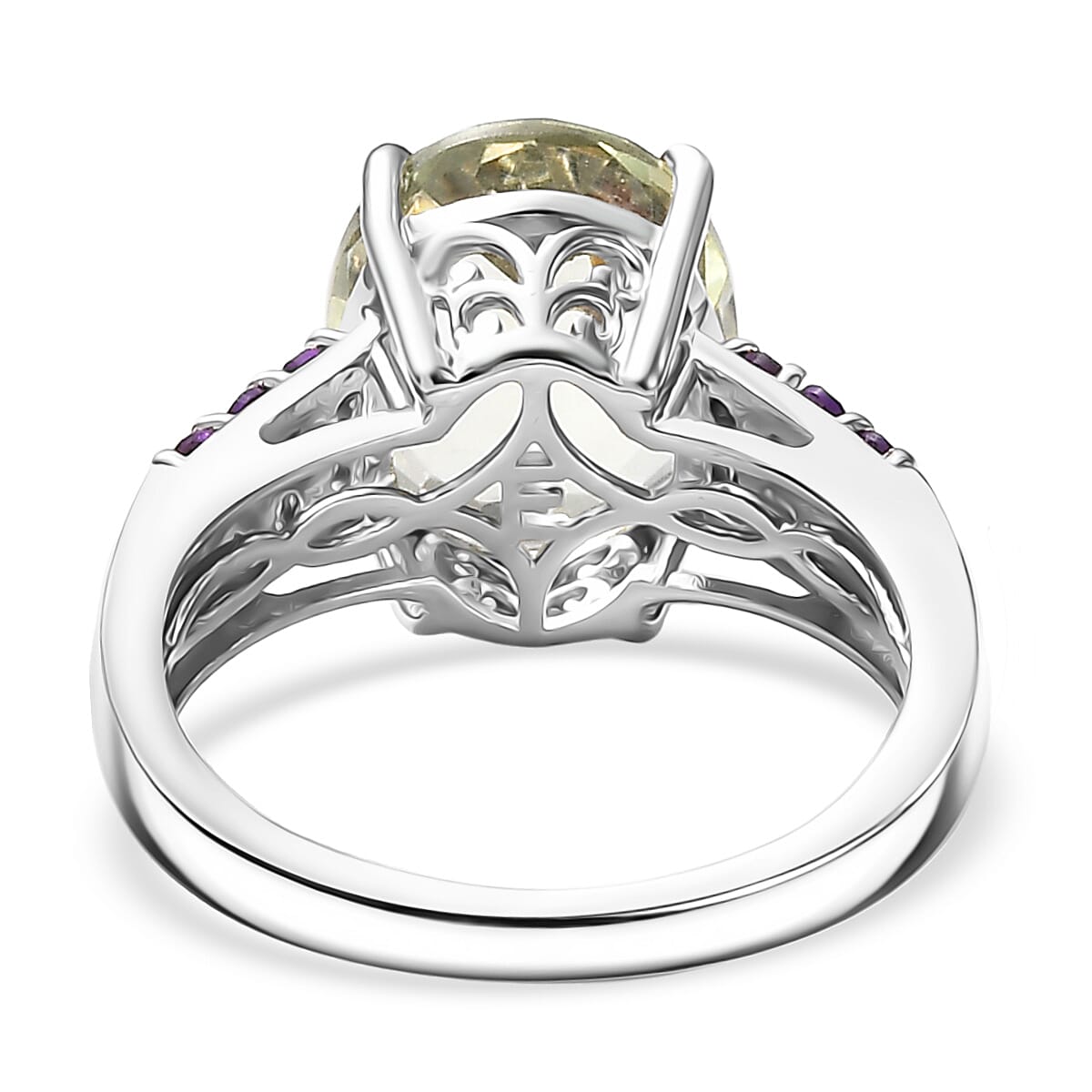 EverTrue Montezuma Prasiolite, African Amethyst Ring in Platinum Bond (Size 10.0) 5.15 ctw image number 4