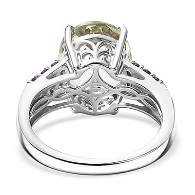 EverTrue Montezuma Prasiolite, African Amethyst Ring in Platinum Bond 5.15 ctw (Size 10.0)