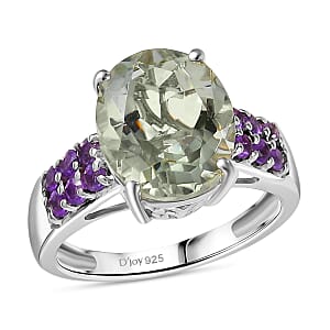 EverTrue Montezuma Prasiolite, African Amethyst Ring in Platinum Bond (Size 10.0) 5.15 ctw