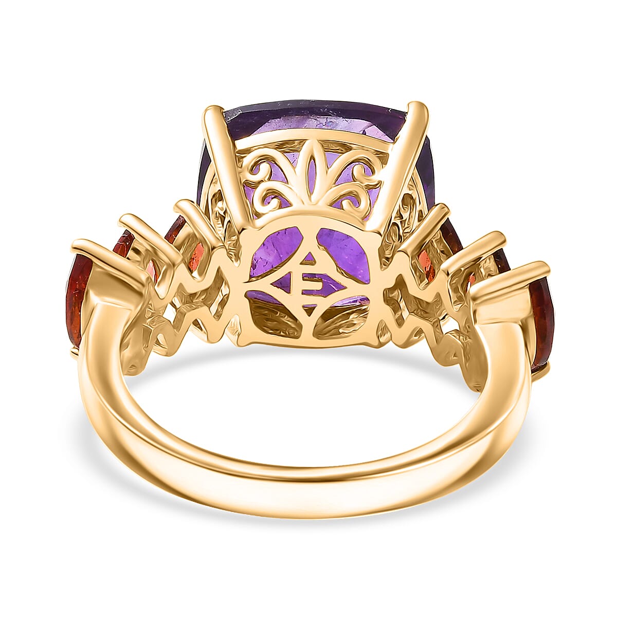 EverTrue African Amethyst and Mozambique Garnet 8.65 ctw Ring in 18K Yellow Gold Plated (Size 7.0) image number 4