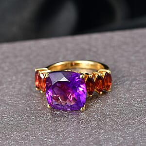 EverTrue African Amethyst and Mozambique Garnet 8.65 ctw Ring in 18K Yellow Gold Plated (Size 9.0)