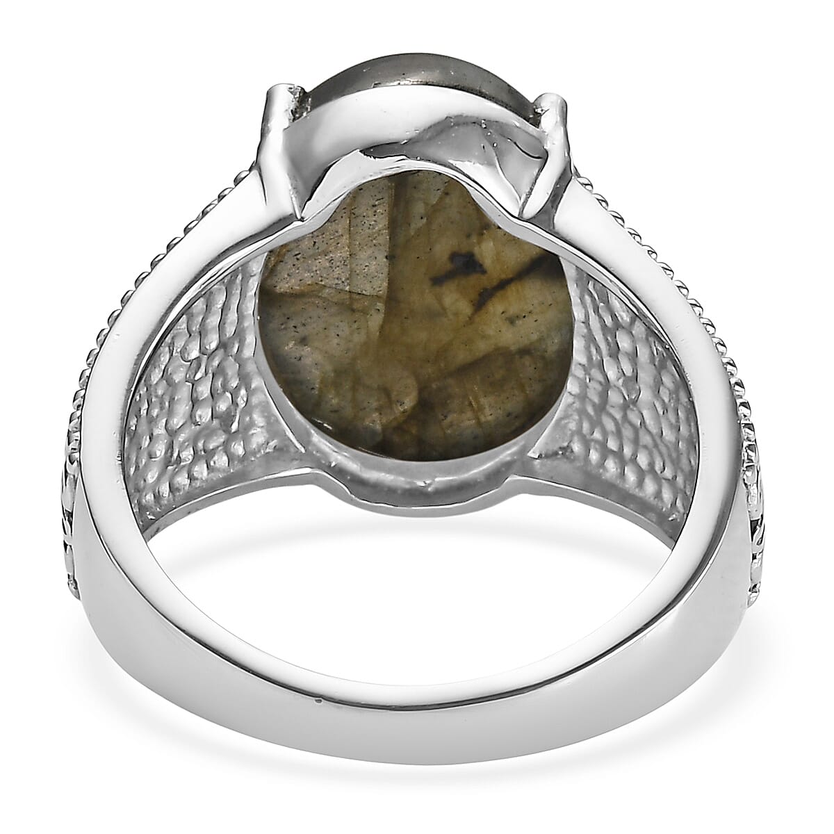 EverTrue Malagasy Labradorite, Simulated Diamond Ring in Stainless Steel (Size 6.0) 10.80 ctw image number 4