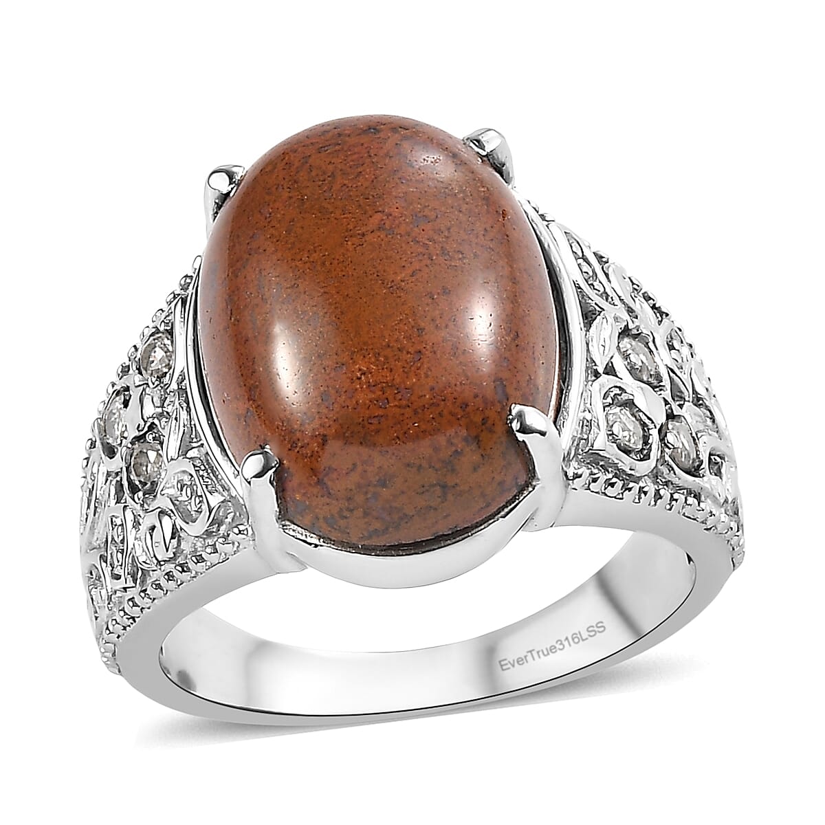 EverTrue Aqua Nueva Moss, Simulated Diamond Ring in Stainless Steel (Size 6.0) 10.75 ctw