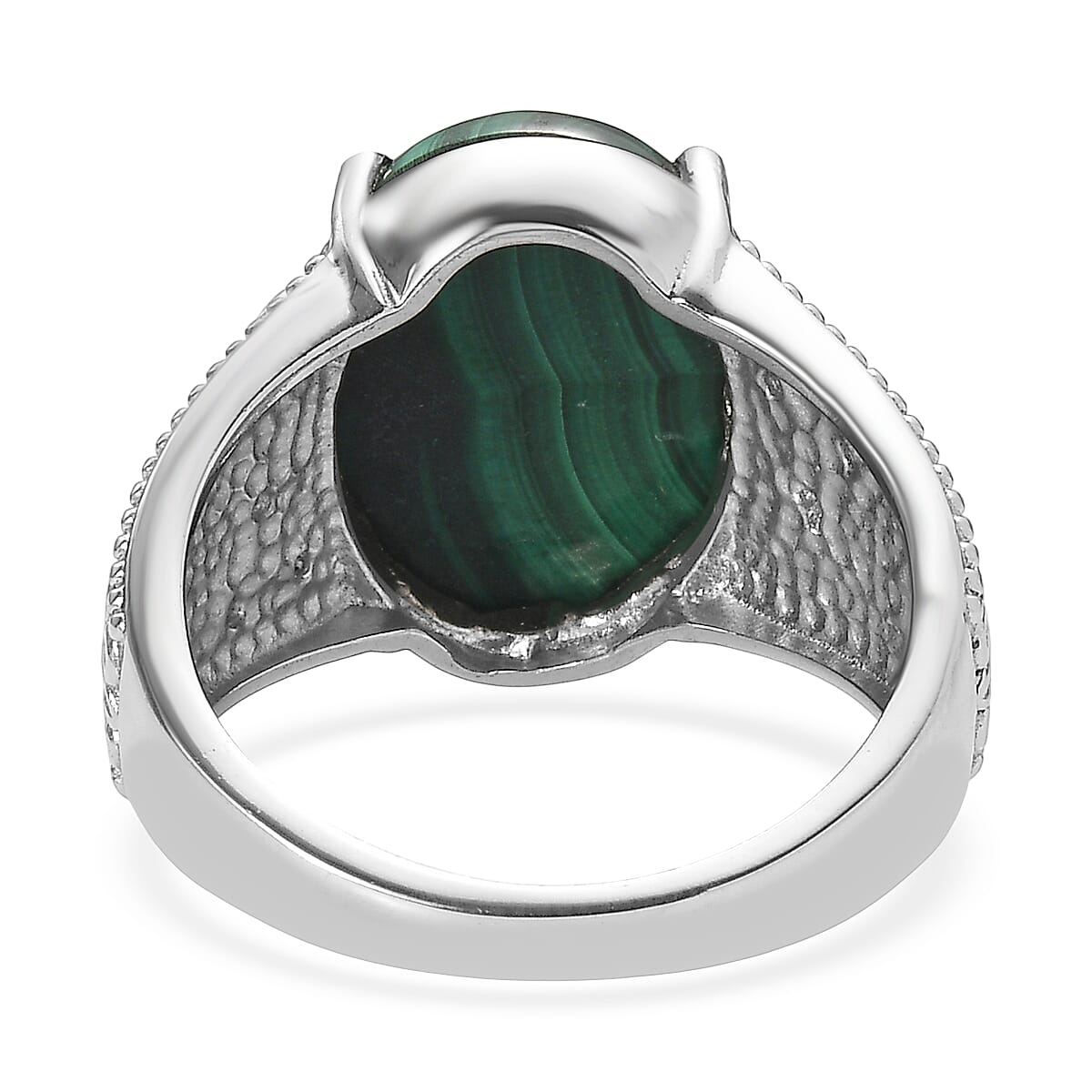 EverTrue African Malachite, Simulated Diamond Ring in Stainless Steel (Size 6.0) 12.90 ctw image number 4