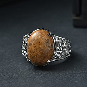 EverTrue Indian Script Stone, Simulated Diamond Ring in Stainless Steel (Size 7.0) 10.10 ctw