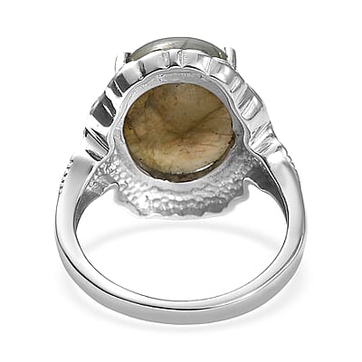EverTrue Malagasy Labradorite Ring in Stainless Steel (Size 10.0) 10.50 ctw