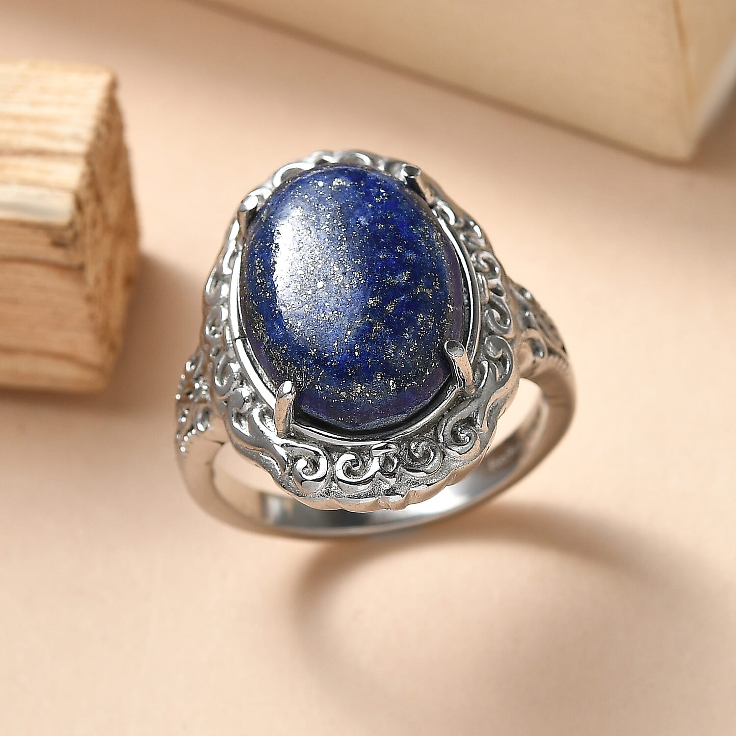 EverTrue Lapis Lazuli Ring in Stainless Steel (Size 10.0) 10.10 ctw