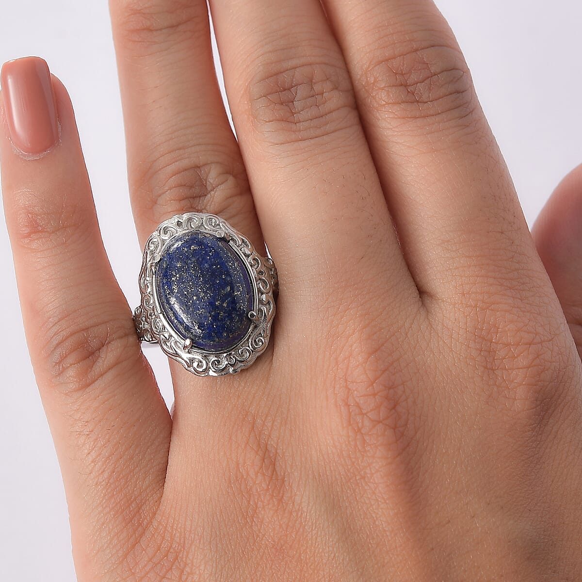 EverTrue Lapis Lazuli Ring in Stainless Steel (Size 10.0) 10.10 ctw image number 2