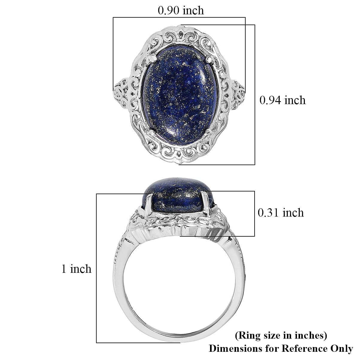 EverTrue Lapis Lazuli Ring in Stainless Steel (Size 10.0) 10.10 ctw