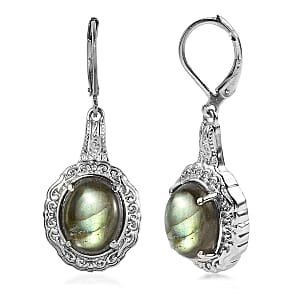 EverTrue Malagasy Labradorite 11.70 ctw Earrings in Stainless Steel