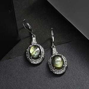 EverTrue Malagasy Labradorite 11.70 ctw Earrings in Stainless Steel