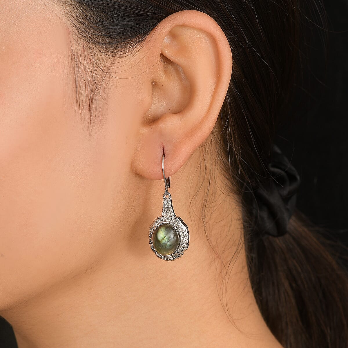 EverTrue Malagasy Labradorite 11.70 ctw Earrings in Stainless Steel image number 2