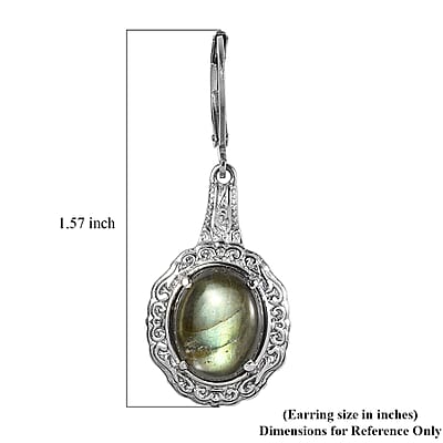 EverTrue Malagasy Labradorite 11.70 ctw Earrings in Stainless Steel