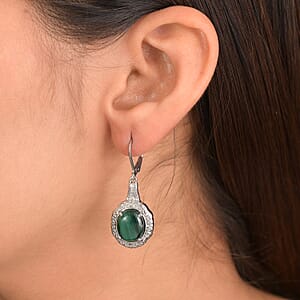 EverTrue African Malachite 13.30 ctw Earrings in Stainless Steel