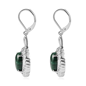 EverTrue African Malachite 13.30 ctw Earrings in Stainless Steel