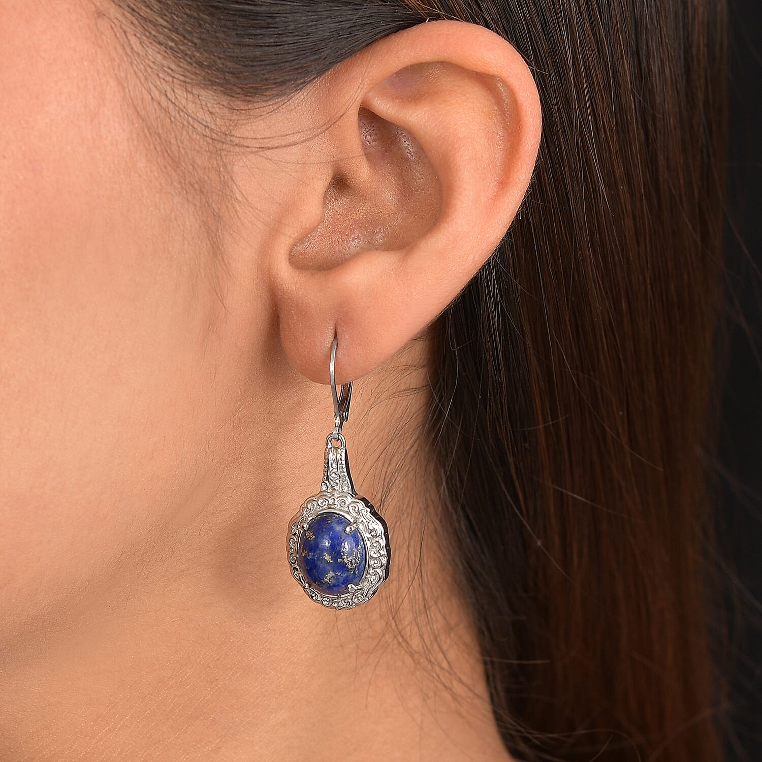 EverTrue Lapis Lazuli 11.00 ctw Earrings in Stainless Steel