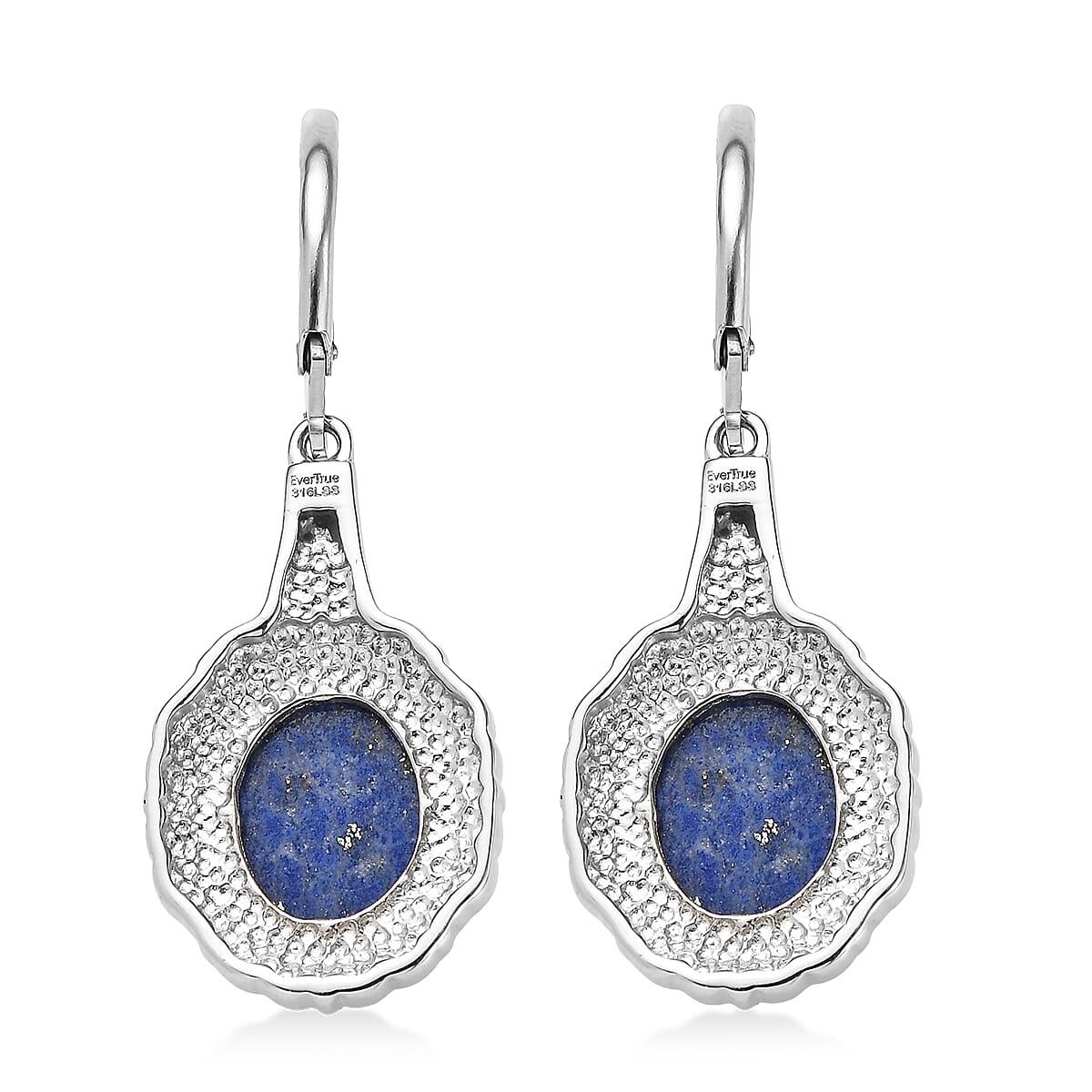 EverTrue Lapis Lazuli 11.00 ctw Earrings in Stainless Steel