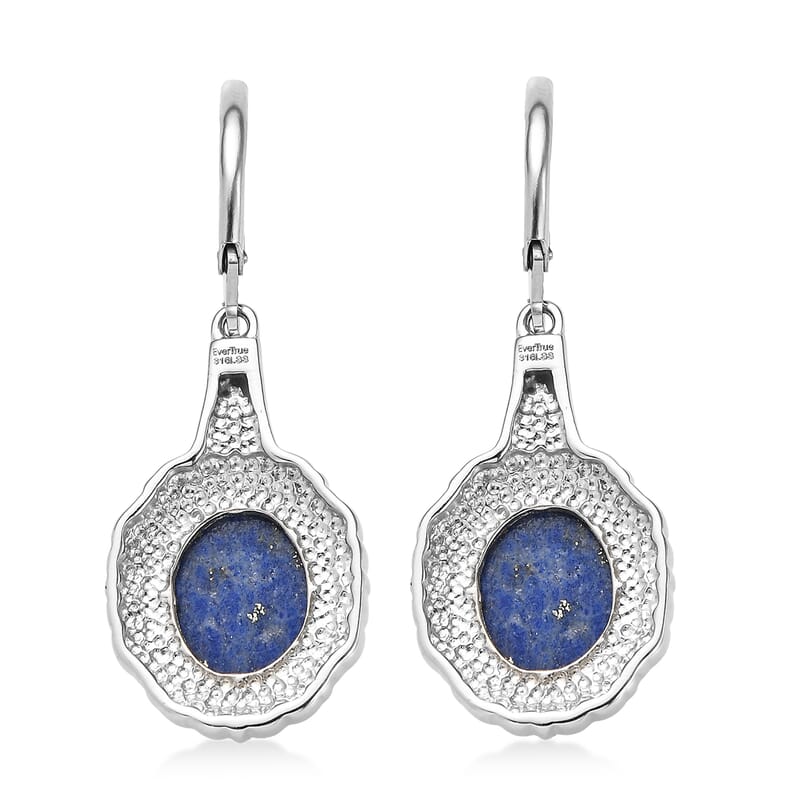 EverTrue Lapis Lazuli 11.00 ctw Earrings in Stainless Steel